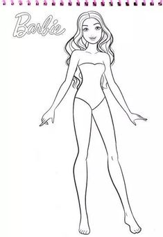 a drawing of a woman in a bathing suit with the word barbie above her head