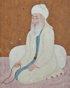 an old painting of a man sitting on the ground with a rope in his hand