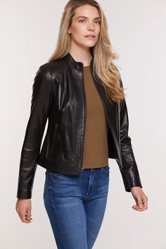 Janine Italian Lambskin Leather Jacket | Overland Fall Fashion Coats, Long Leather Coat, Leather Jacket Style, Lambskin Leather Jacket, Sheepskin Coat, Cropped Leather Jacket, Leather Jackets Women, Polished Look, Lambskin Leather