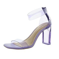 Women's Makenna Clear Vinyl Dress Heel Sandals From Inc International Concepts. Slick Translucent Straps And Back Zip Give A Streamlined Style. Square Toe. 3 1/3" Heel. Manmade Upper; Microsuede Toe; Manmade Sole. Color: Lavender Size 6.5 M Brand New In Box! Retail $79.50 Purple Sandals With 4-inch Heel And Ankle Strap, Purple Ankle Strap Sandals Fitted, Purple Open Toe Sandals For Night Out, Fitted Purple Sandals With Ankle Strap, Lavender Open Toe Heels For Party, Fitted Purple Sandals For Evening, Lavender Open Toe Evening Heels, Lavender Open Toe Heels For Evening, Elegant Purple Block Heel Sandals