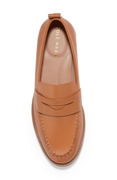 Premium leather shapes a moc toe penny loafer that features a cushioned lining and lightweight construction. Slip-on Leather upper/manmade sole Imported Loafers With Flare Jeans, Brown Moc Toe Loafers For Fall, Fall Brown Moc Toe Loafers, Fall Leather Lining Moc Toe Loafers, Moc Toe Moccasins For Office In Fall, Office Moccasins For Fall With Moc Toe, Fall Office Moc Toe Moccasins, Brown Moc Toe Moccasins For Work, Women’s Loafers