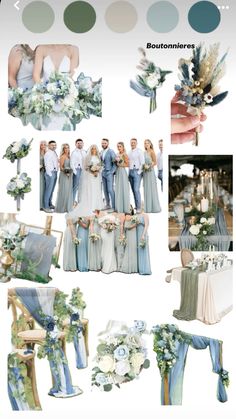 the wedding color scheme is blue and white, with green accents on it's side