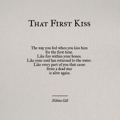 an image of a poem written on paper with the words that first kiss in it