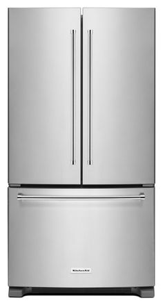 a large stainless steel refrigerator freezer with two doors and one door on each side