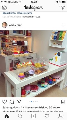 an instagram page with a table full of cakes and cupcakes on it