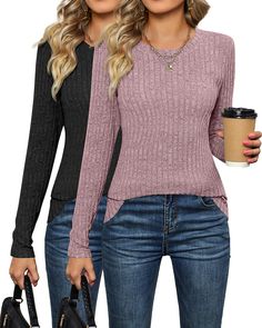 PRICES MAY VARY. Soft and Comfortable Material: the knit sweater is made of 90% polyester, 10% spandex; This sweater is pretty, lightweight, and holds up very well to washing; The slim fit sweater tops are a bit see through, but still comfortable Flattering Look: the women's tunic sweaters have knitting invisible stripes, round neck and basic simple design in solid color; It is attractive and comfortable, long enough to cover what it needs to Easy to Match: this is a soft but not very thick pull Crew Neck Sweaters, Sweaters Fall, Slim Fit Sweater, Types Of Coats, Women's Sweaters, Fitted Sweater, Womens Tunics, Casual Pullover, Light Weight Sweater