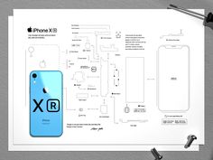 an iphone x is shown on top of a piece of paper with the diagram below it