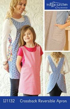 Crossback Reversible Apron Cross Back Apron Pattern, Child Apron Pattern, Crossback Apron, Apron Pattern Free, Reversible Apron, Cross Back Apron, Apron Pattern, Apron Sewing Pattern, Sew Ins