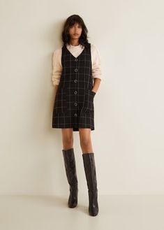 Button checkered pichi - General plane Outfit Comodo, Elegante Casual, Work Fashion, Fall Winter Outfits, Vest Dress, Autumn Winter Fashion, Aesthetic Clothes, Fashion Inspo Outfits, Work Outfit