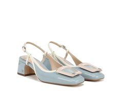 Sam Edelman Tracie - Women's Shoes : Robin Egg Blue/Porcelain : Style your look in the classy and shiny design of the Sam Edelman Tracie heels with a square toe and block heel construction, complementing a square-framed charm on the vamp. PU upper. Synthetic lining and PU footbed. Buckle closure on the ankle strap. Rubber outsole. Imported. Robin Egg Blue, Creative Wedding Gifts, Blue Porcelain, Wedding Reception Dress, Square Toe Heels, Grad Dresses, Robins Egg, Reception Wedding, Robins Egg Blue