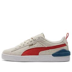 PUMA Suede Bloc 'Pristine Cherry Tomato' 381183-05 (SNKR/Skate/Casual/Unisex) Casual Skate Shoes With Rubber Sole, Casual Skate Shoes With Vulcanized Sole, Casual Skate Shoes With Gum Sole, Casual Skate Shoes With Gum Sole For Spring, Spring Casual Skate Shoes With Gum Sole, Casual Spring Skate Shoes With Gum Sole, Casual Skate Shoes With Cushioned Footbed, Casual Lace-up Skate Shoes With Gum Sole, Casual Red Skate Shoes With Branded Insole