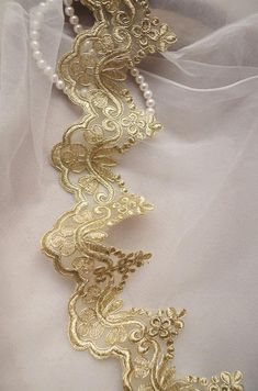 gold lace trim, crochet lace trim, vintage style lace tape in gold Width: Fixed width is 2.75 inches, we are selling per yard If you need more uncut piece, feel free to convo me.  This stunning design piece has very soft hand feel, extremely suitable for dress supplies,costume fabric, party dress etc.  * Ideal for female underware brim,handcraft accessory, pillow,curtain,dolls outfits etc. * Superme stuff for clothing Alterations Service * Wholesale accetpable ! Check more amazing laces in my sh Crochet Curtain Pattern, Egyptian Cotton Duvet Cover, Lace Fancy, Golden Lace, Lace Tape, Lace Table Runners, Cord Lace, Alencon Lace, Lace Cuffs