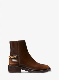 Carlisle Burnished Leather Boot | Michael Kors Michael Kors Boots, Luggage Sizes, Equestrian Style, Leather Boot, Carlisle, Cropped Denim, Angelina Jolie, Heel Type, Stacked Heel