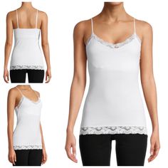 Nwt No Boundaries Lace Trim Camisole’s Size L (11-13) See Picture For More Details Bra Friendly White Camisole For Daywear, Bra-friendly White Camisole For Daywear, White Bra-friendly Camisole For Daywear, Daywear White Camisole, Bra-friendly, White Stretch Camisole For Daywear, White Seamless Camisole For Daywear, Lace Loungewear, Padded Camisole, Vintage Cami