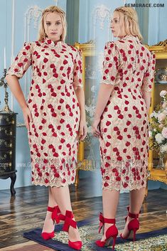 10% off now|Free shipping world-wide. Embroidered Roses Qipao Style Tea Length Party Dress Plus Size with Sleeves at GemGrace. Click to learn our pro custom-made service for wedding dress, formal dress. View #BridalPartyDresses for more ideas. Party Dress Plus Size, Embroidered Roses, For Wedding Dress, Bridal Party Dresses, Gowns Of Elegance, Dress Formal, Tea Length, Lovely Dresses, Dress Plus Size