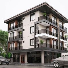 an artist's rendering of a two story apartment building