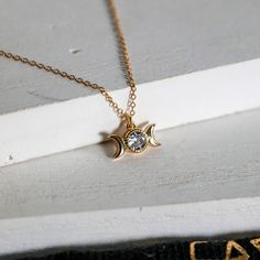 A beautifully delicate triple goddess moon charm necklace. The chain is 14kt gold filled. A perfect layering piece. Triple Goddess, Moon Charm, Moon Necklace, 14kt Gold, Gold Filled, Charm Necklace, Moon, Chain, My Style