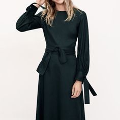 Green Bottle Fitted Dress. 68% Lyocell 32% Cotton Fall A-line Maxi Dress For Brunch, Belted Viscose Maxi Dress, Chic Belted Viscose Maxi Dress, Fall Viscose Midi Dress, Belted Viscose Midi Maxi Dress, Belted Midi Maxi Dress In Viscose, Chic Zara Belted Midi Dress, Chic Belted Zara Midi Dress, Elegant Belted Viscose Maxi Dress