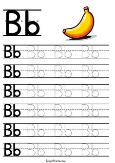 the letter b is for banana worksheet with an upper and lowercase letters