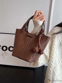 Color: Coffee Brown, Size: one-size Casual Light Brown Shoulder Bag For On-the-go, Trendy Handheld Brown Bucket Bag, Trendy Brown Handheld Bucket Bag, Casual Brown Handheld Satchel, Casual Brown Satchel For On-the-go, Casual Light Brown Bucket Shoulder Bag, Casual Light Brown Double Handle Bucket Bag, Light Brown Double Handle Casual Bucket Bag, Trendy Brown Bucket Bag For Daily Use