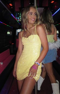 Penny Lane Yellow Sequin Mini Dress – Beginning Boutique US Wizard Of Oz Homecoming Theme Dresses, Yellow Hoco Dress, Yellow Homecoming Dress, Yellow Sequin Dress, Hoco 2024, Hoco Inspo, Dainty Gold Jewelry, Prom Midi Dress, Crochet Sandals