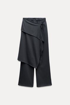 CALÇA PAREÔ COM LAÇOS - Chumbo | ZARA Brasil Overlap Pants, Wrap Trousers, Waistcoat Dress, Sweater Blazer, Shirt Blouses Tops, Cardigan Sweater Jacket, Knitwear Cardigan, T Shirt Vest, Trouser Jeans