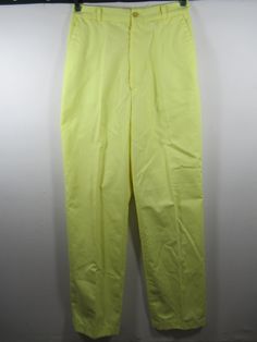 "Vintage 70s Sears High Rise Yellow Womens Pants, Slacks Vintage size 10, much smaller than a modern size 10. Approx. 13\" rise, 24\" waist and 30\" inseam. Polyester/cotton blend." Yellow Retro Pants Affordable, Cheap Retro Yellow Pants, Spring Vintage Full Length Pants, Retro Solid Color Bottoms For Spring, Retro Spring Bottoms, Vintage Spring Workwear Bottoms, Classic High Waist Work Pants For Spring, Classic High Waist Spring Work Pants, Retro Summer Workwear Pants