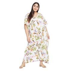 100% Polyester Imported Pull On Closure Fabric: 100% Polyester Size: Fits Perfectly To Us Plus Size 1x To 3x Color: White Pattern: Floral Length: 52 Inches Sleeve Style: Kimono 3/4 Sleeve Neck Style: V-Neckline Model: Sg152-8429 Care Instruction: Hand Wash/Machine Wash Uses: Wedding Gown, African Dress, Caftan, Tunic, Bohemian Dress, Medieval Dress, Robes, Kaftan, Boho Dress, Poncho, Christmas Gift, Beaches, Summer Dress, Night Gowns, Sundress, Full Length, Party Dress, Bathing Suits, Cover Ups Dress Bathing Suits, Dress Medieval, White Kaftan, Casual Beach Dress, Caftan Tunic, Night Gowns, Paisley Fashion, Dress Night, Royal Outfits