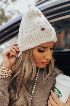 Feel the warmth of the season with this soft beanie in stone featuring a stretchy and textured cable knit material and a ribbed rolled silhouette! Cable Knit Beanie, Stone Feature, Fall Clothes, Knitting Materials, Knit Beanie, Beanie Hats, Cable Knit, Winter Hats, Cable