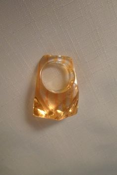 "This beautiful Lucite ring has very subtle orange striping in a school-bus yellow base. The ring measures 7/8\" wide at the top. It fits a size 7 and it is in excellent, highly-collectible vintage condition!" Yellow Resin Jewelry For Party, Vintage Yellow Resin Jewelry, Mod Vintage, Yellow Jewelry, 7 Layers, Beautiful Person, School Bus, Rings Statement, Statement Rings