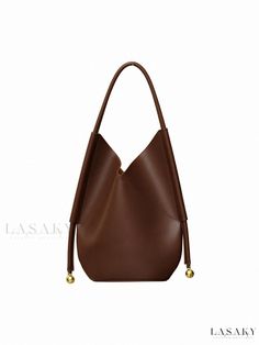 Lasaky - Large Capacity Fashion Bucket Bag Shoulder Underarm Bag Elegant Brown Large Capacity Bucket Bag, Elegant Brown Bucket Bag With Large Capacity, Elegant Bucket Shoulder Bag For Fall, Elegant Fall Bucket Hobo Bag, Elegant Brown Bucket Shoulder Bag, Brown Bucket Bag With Long Handle, Brown Large Capacity Bag With Long Handle, Elegant Hobo Bag For Office With Bucket Shape, Elegant Large Capacity Bucket-shape Shoulder Bag