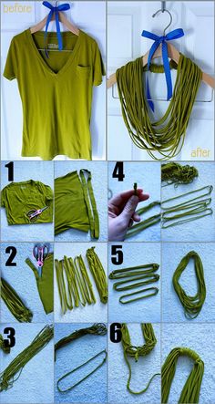 how to make a necklace out of old t - shirts and other items that are tied together