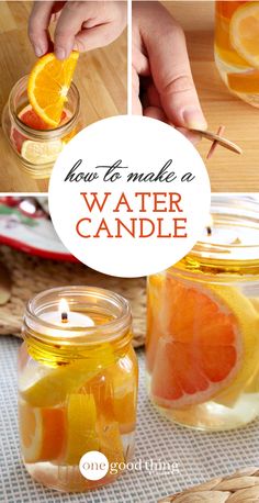 how to make a water candle with oranges and lemons in mason jars for candles