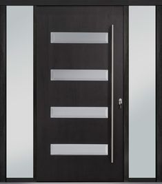 a modern door with glass and metal bars