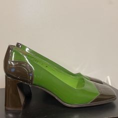 New Without Box. Size 7 Women’s. Patton, Leather, Green, And Brown With Great Block Hee. Preppy!! Green Square Toe Heels For Formal Occasions, Green Patent Leather Heels For Formal Occasions, Retro Green Heels For Evening, Modern Green Patent Leather Heels, Green Retro Fitted Heels, Retro Fitted Green Heels, Green Fitted Retro Heels, Green Leather Retro Heels, Retro Green Leather Heels