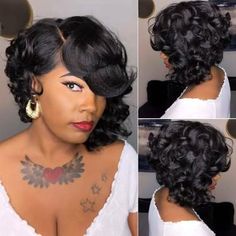 African Women Ladies Short Curly Wigs Hairs Pixie Wavy Bobs With Bangs Full Wigs, #AD, ##Full, #AD, #Bangs, #Bobs, #Wavy Short Afro Wigs, Afro Wig, Brown Curly Hair, Wig Curly, Short Afro, Quick Weave Hairstyles, Human Wigs, Short Curly Wigs, Short Hair Wigs