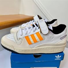 Brand New With Tags And Box , Never Worn . Adidas Forum 84 Low Women’s Sneakers In Orange Rush / Off White / Purple Tint. Size Women’s 5 Msrp $100 + Tax. Price Is Firm. “The B-Ball Status Shoe, In Low Top Form. More Than Just A Shoe, It's A Statement. The Adidas Forum Hit The Scene In '84 And Gained Major Love On Both The Hardwood And In The Music Biz. This Pair Of The Classic Shoes Brings Back The '80s Attitude, The Explosive Hardwood Energy And The Iconic Removable Strap Ankle Design, Distille Orange Low-top Skate Shoes With Laces, Orange Round Toe Skate Shoes With Laces, Sporty Orange Lace-up Skate Shoes, Orange Adidas Sneakers With Logo, Orange Adidas Sneakers For Streetwear, Orange Adidas Logo Sneakers For Streetwear, Adidas Orange Sneakers With Branded Insole, Orange Low-top Sporty Skate Shoes, Sporty Orange Adidas Sneakers