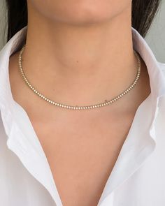 3 Prong Diamond Tennis Necklace | ZOE LEV | Diamond Necklaces Tennis Necklace Diamond, Vision 2024, 14k Gold Hoop Earrings, Small Gold Hoop Earrings, Custom Jewelry Box, Diamond Tennis Necklace, Small Gold Hoops, Diamond Choker, Diamond Necklaces