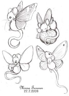 some drawings of different kinds of butterflies