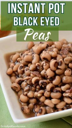 This Instant Pot Black Eyed Peas recipe is an easy Southern-style side dish cooked in a pressure cooker or Instant Pot. Start with dried black eyed peas for this quick and easy recipe with no-soak and soaked cooking times. Add ham, ham hock or bacon for smokey flavor. Blackeyed Pea Recipes, Black Eye Peas, Black Eyed Peas Recipe, Peas Recipe, Pea Recipes, Easy Instant Pot Recipes, Instant Pot Dinner Recipes, Insta Pot, Instapot Recipes