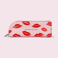 Nwt Displaying A Sweet And Endearing Message To, 'Remember To Write,' At The Centre Of Its Design, The Kate Spade New York Lips Pencil Case Is Also Adorned With A Fun Lips Motif, Creating A Pretty-In-Pink Piece That Will Neatly House The Included Two Pencils, Pencil Sharpener, Eraser And Ruler. A Gold-Toned Zip Finishes The Look, Safely Closing Off All Of The Stored Essentials. Pink Stationery With Pen Slots, Pink Stationery With Pen Holders For Personal Use, Pink Stationery With Pen Holders, Cute Pink Stationery For Personal Use, Pink Zipper Pouch Pencil Case For Personal Use, Cute Pink Stationery With Pen Slots, Pink Cosmetic Bag With Pen Holders For Daily Use, Pink Pencil Case With Pen Slots For Gift, Pink Pencil Case With Pen Holders For Gift