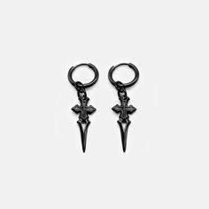 Streetwear Dangle Pierced Earrings, Streetwear Dangle Earrings, Gothic Pierced Jewelry For Concerts, Edgy Pierced Metal Earrings, Black Metal Earrings For Alternative Fashion, Edgy Pierced Hoop Earrings As Gift, Black Pierced Earrings For Alternative Fashion, Edgy Hoop Earrings As A Gift, Single Metal Earring For Streetwear