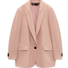 Zara Woman New Buttoned Blazer Oversized Dusty Pink 8791/445 Xs Loose Fitting, Perfect For Casual Or Business Wear Brand New With Tag, Classy Staple Piece To Your Closet Size Extra Small Blue Tweed Jacket, Checkered Blazer, Dusty Pink Color, Leopard Print Blazer, Zara Blazer, Style Formal, Brown Blazer, Single Button Blazer, Green Blazer