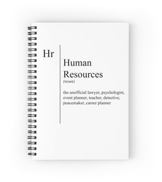 a spiral notebook with the words human resources on it