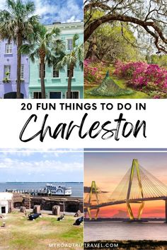 the charleston skyline with text overlay that reads 20 fun things to do in charleston