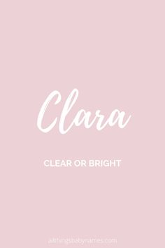 the word claro clear or bright in white on a pink background with an image of a