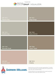 the color scheme for sherylin williams's paint swatches, which are neutral and