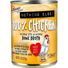 a can of chicken broth is shown with the words, nothing else's 100 %