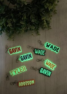 Get into the Halloween spirit with our personalized Halloween glow in the dark keychains! Crafted using cutting-edge 3D printing, these spooky tags are perfect gifts for friends, parents, kids, students, and teachers. Versatile and stylish, they can be attached to boo bags, backpacks, trick-or-treat bags, lunch bags, boo baskets, party favors, luggage tags, and more. Add a spooky touch to your belongings!  --PERSONALIZATION-- 1. Provide the name and font choice in the designated section (Ex: Kat Boo Bags, Bag Name Tag, Halloween Glow In The Dark, Nametags For Kids, Boo Baskets, Boo Boo Bags, Name Keychain, Bag Names, Backpack Tags