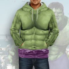 Superhero Hoodie For Streetwear, Sporty Hooded Hoodie With Character Print, Stretch Sweat-resistant Hooded Hoodie, Sweat Resistant Stretch Hoodie, Stretch Sweat Resistant Hoodie, Green Long Sleeve Sweatshirt For Gym, Green Long Sleeve Sweatshirt For The Gym, Character Print Long Sleeve Hoodie For Sports, Green Gym Hoodie With Drawstring Hood